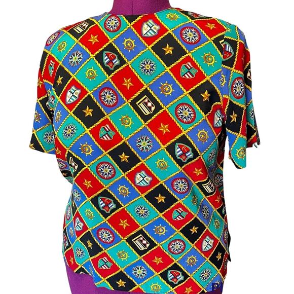 Vintage Talbots Nautical Classic Preppy Silk Blouse Sz 16 Corpcore Heritage - Picture 3 of 7